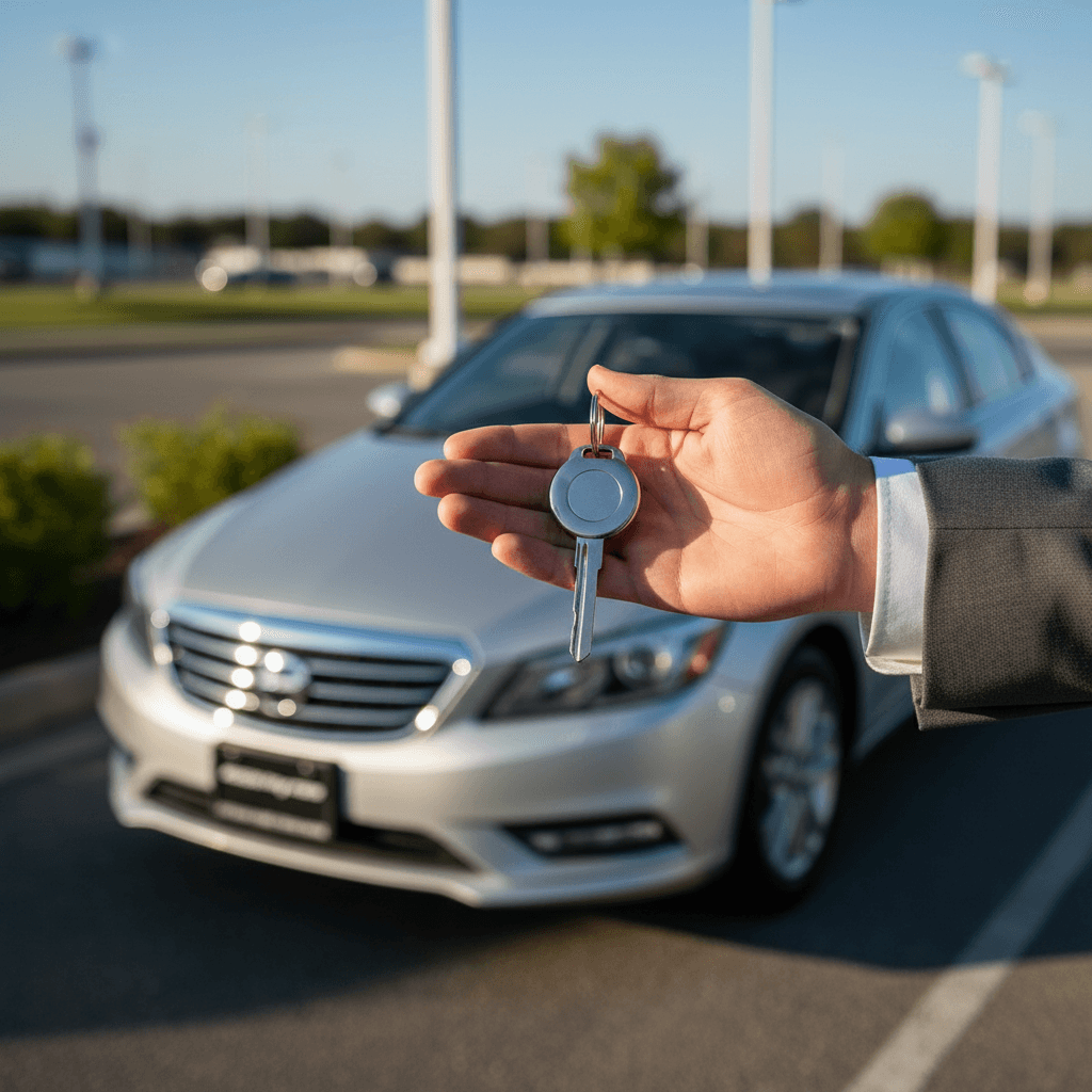 Customer and salesperson shaking hands at Aulakh Auto Group