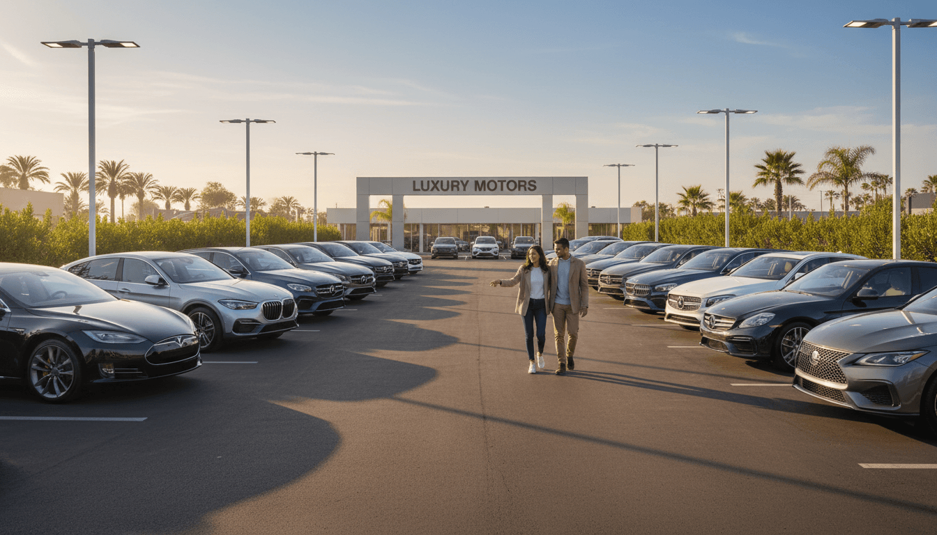 Customers browsing quality used vehicles at Aulakh Auto Group inventory lot